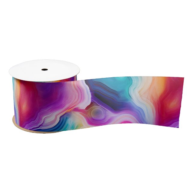 Rainbow Agate | Vibrant Abstract Stone Pattern Satinband (Spule)