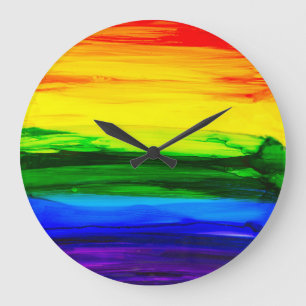 Rainbow Alcohol Ink Abstract Große Wanduhr