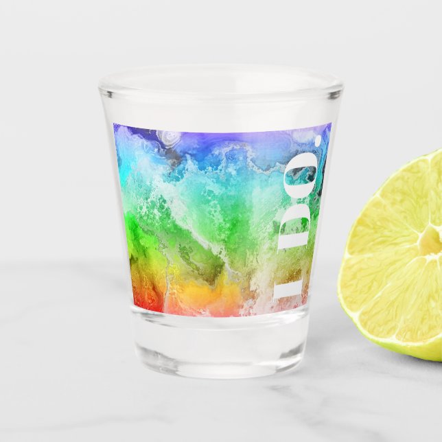 Rainbow Alcohol Ink Wasserfarbe Schnapsglas (Vorderseite)