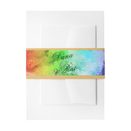 Rainbow Alcohol Ink Watercolor Wedding Einladungsbanderole