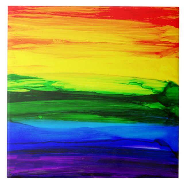 Rainbow Alcohol Tinte Abstrakt Fliese (Vorderseite)