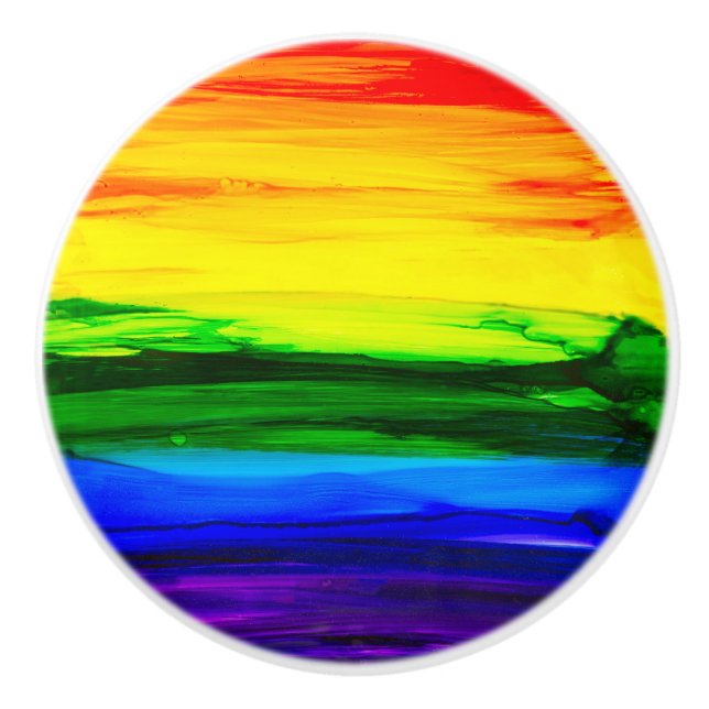 Rainbow Alcohol Tinte Abstrakt Keramikknauf (Vorderseite)