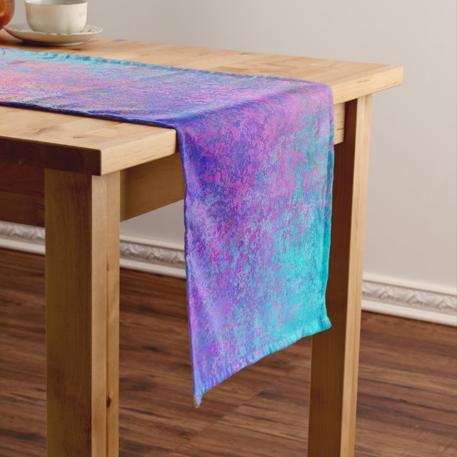 Rainbow Alcohol Tinte, hell Abstrakt Kurzer Tischläufer (Beispiel)