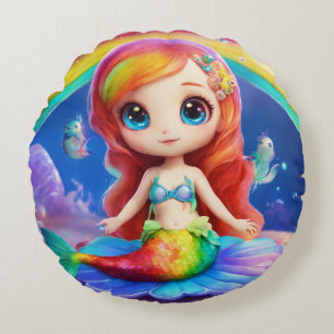 Rainbow Alien Mermaid Whimsical Dream Rundes Kissen