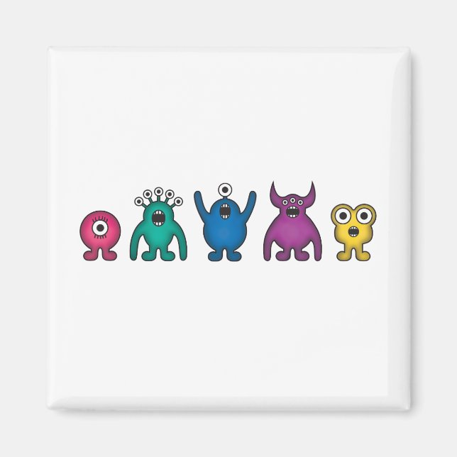 Rainbow Alien Monsters Magnet (Vorne)