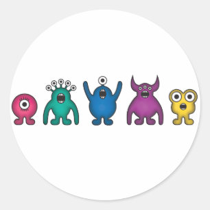 Rainbow Alien Monsters Runder Aufkleber