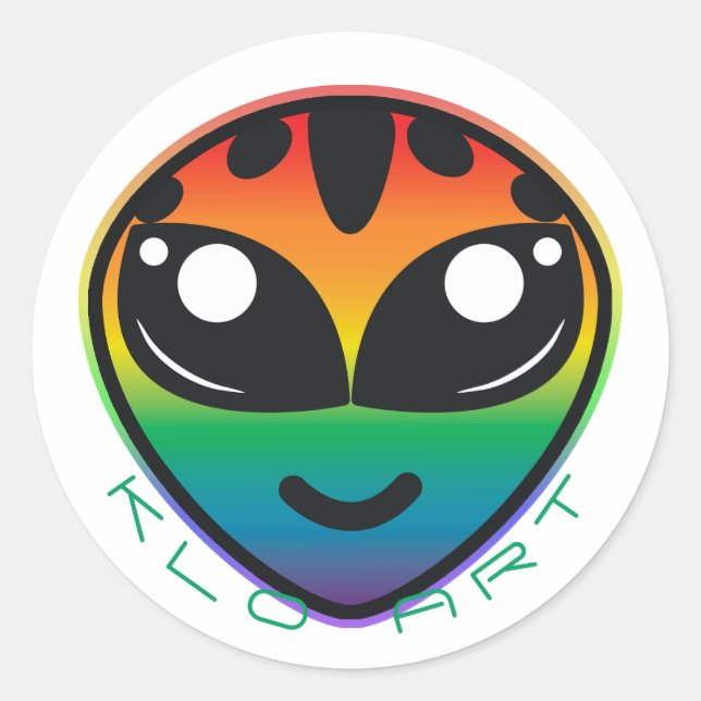 Rainbow Alien Round Sticker (Vorderseite)