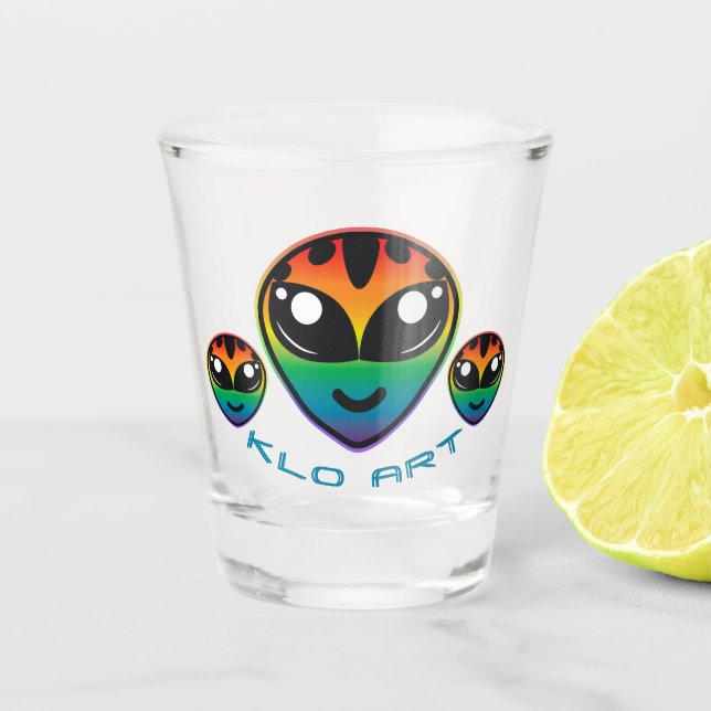Rainbow Alien Shot Glass Schnapsglas (Vorderseite)