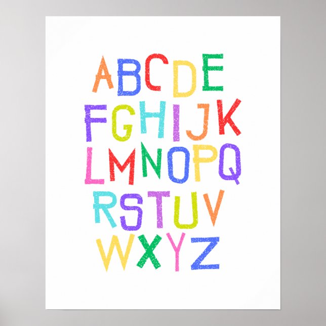 Rainbow Alphabet Kids Kinderzimmer Playroom Poster (Vorne)