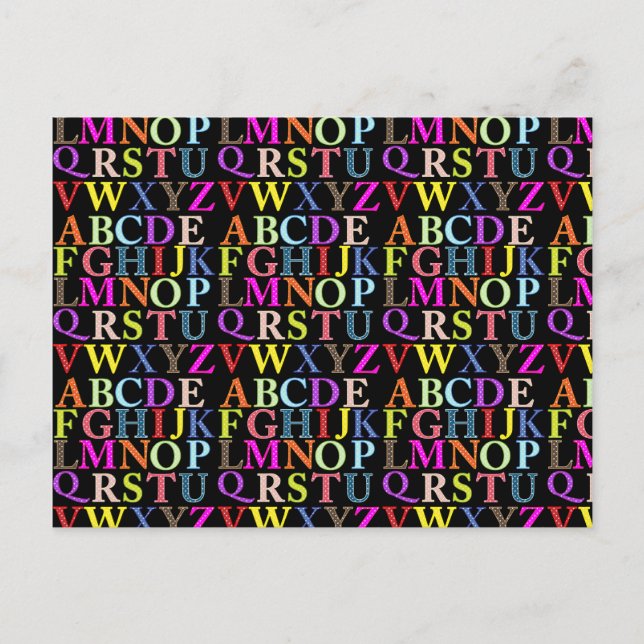 Rainbow Alphabet Postkarte (Vorderseite)