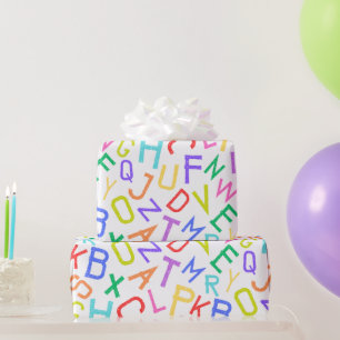 Rainbow Alphabet Soup ABC Kids Wrapping Paper Geschenkpapier