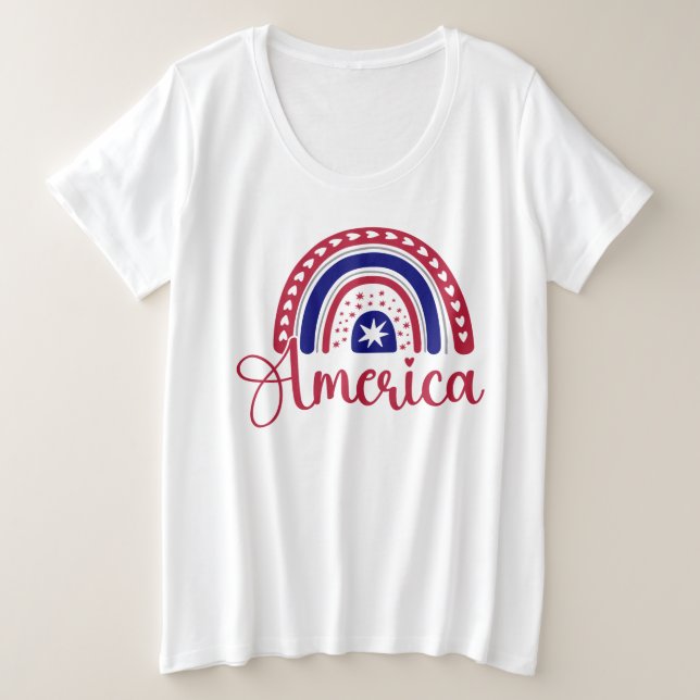 Rainbow America Große Größe T-Shirt (Design vorne)