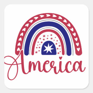 Rainbow America Quadratischer Aufkleber