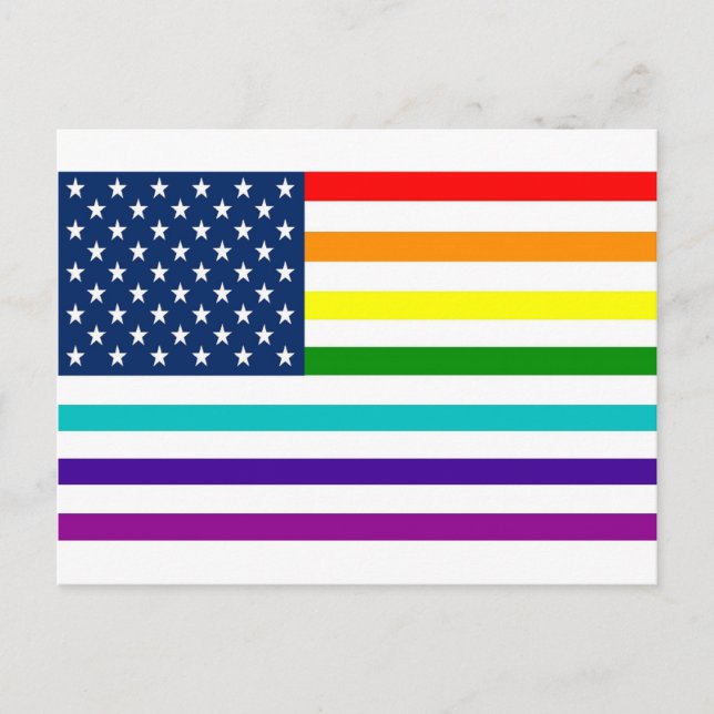 Rainbow American Flag Postkarte (Vorderseite)