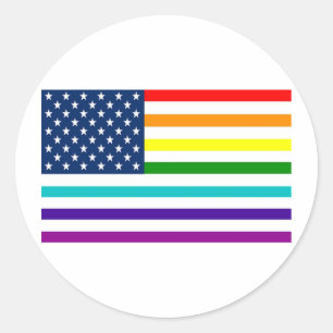 Rainbow American Flag Runder Aufkleber