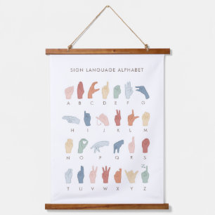 Rainbow American Sign Language ASL Wandteppich Mit Holzrahmen