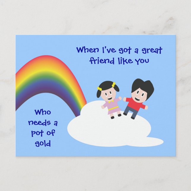 Rainbow and Clouds Friendship Postcard Postkarte (Vorderseite)