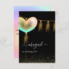 Rainbow and Gold and Black Birthday Party Einladun Einladung