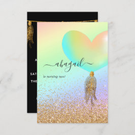 Rainbow and Gold and Pink Geburtstagsparty Einladu Einladung