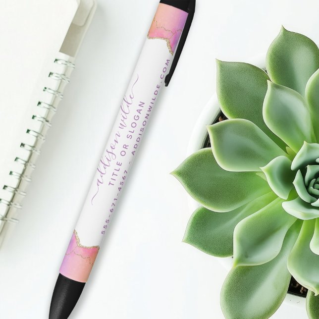 Rainbow and Gold Watercolor Agate Business Kugelschreiber (Von Creator hochgeladen)