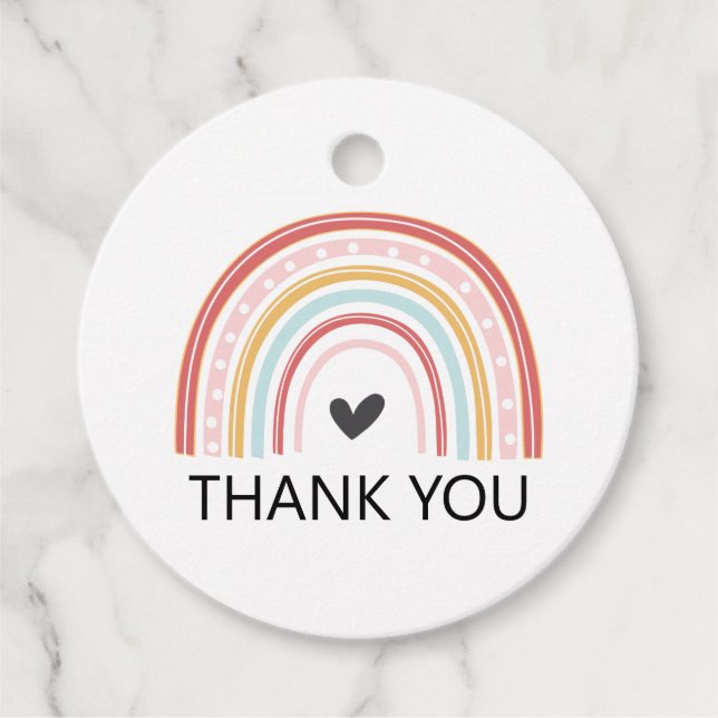 Rainbow and Hearts Birthday Vielen Dank für Ihre U Geschenkanhänger (Vorderseite)