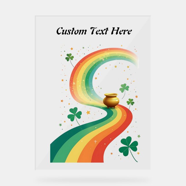 Rainbow and Pot of Gold Fantasy Scene Acrylschild (Vorderseite)
