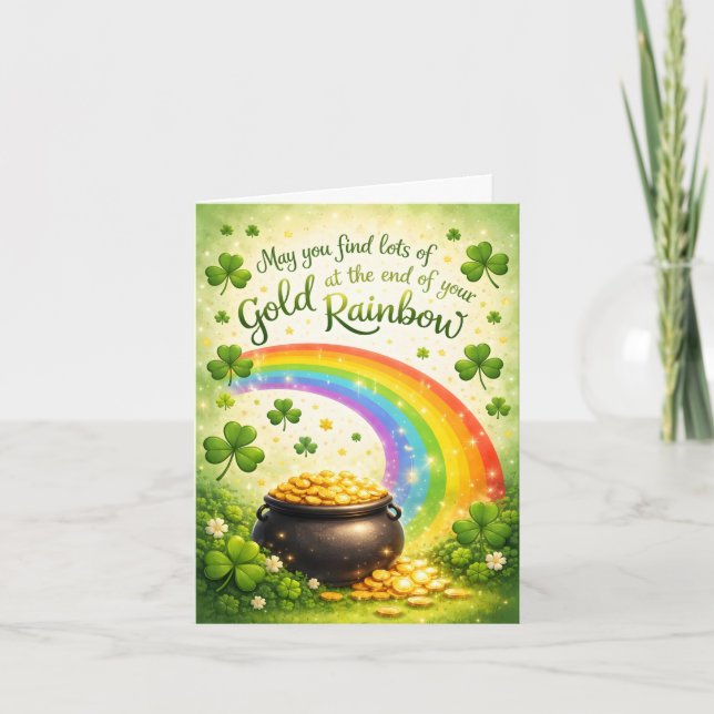Rainbow and Pot of Gold St. Patrick's Day Card Karte (Vorderseite)