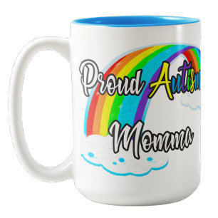 Rainbow and puzzles Proud Autism Mama Zweifarbige Tasse