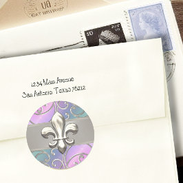 Rainbow and Silver Filigree Wirbel Lilie Runder Aufkleber