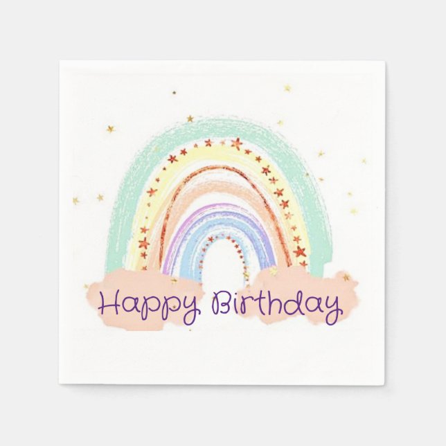 Rainbow and stars Geburtstagsparty Serviette (Vorderseite)