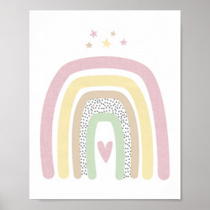 Rainbow and Stars Girl Baby Kinderzimmer Wall Poster