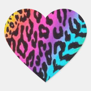 Rainbow Animal Print Herz-Aufkleber
