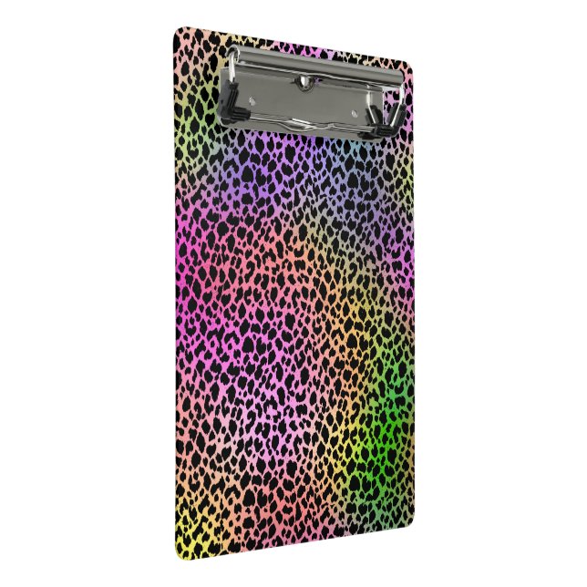 Rainbow Animal Print Mini Klemmbrett (Schrägansicht)