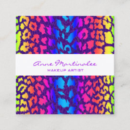 Rainbow Animal Print Square Business Card Quadratische Visitenkarte