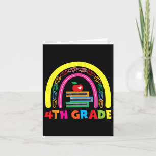 Rainbow Apple 4. Klasse Zurück zur Schule Kinder T Karte