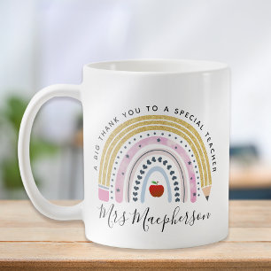 Rainbow Apple Monogram Teacher Danke für ein Gesch Kaffeetasse