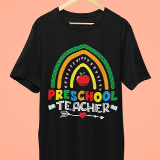 Rainbow & Apple Preschool-Lehrer Grafik Tri-Blend Shirt
