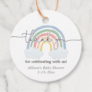 Rainbow Aquarell Pastell Baby Dusche Danke Geschenkanhänger