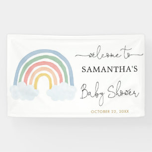 Rainbow Aquarellpastellfarben Babydusche Hintergru Banner