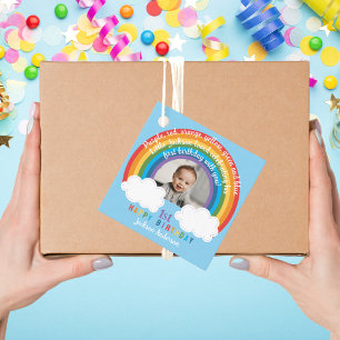 Rainbow Arch über dem ersten Geburtstag des Wolken Geschenkanhänger