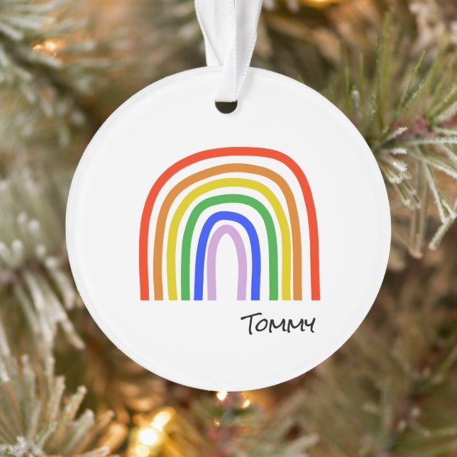 Rainbow Art Kids NAME Colorful Modern Fun Ornament (Baum)