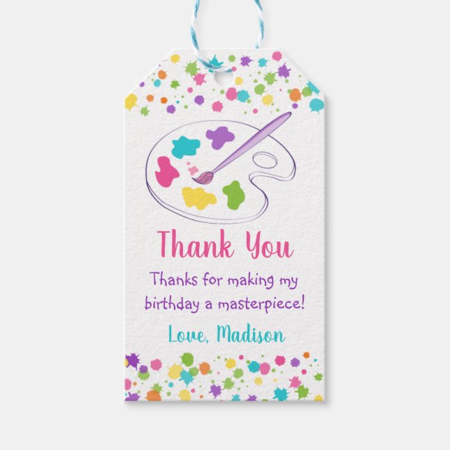 Rainbow Art Party Birthday Vielen Dank Geschenkanhänger (Vorderseite)