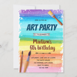 Rainbow Art Party Einladung