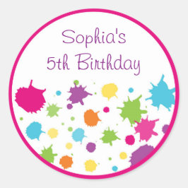 Rainbow Art Party Geburtstag Runder Aufkleber
