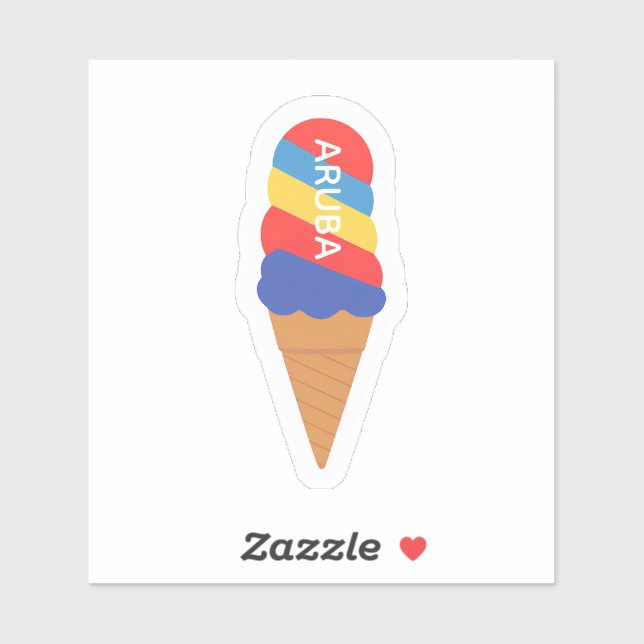 Rainbow aruba ice cream cone sticker (Blatt)