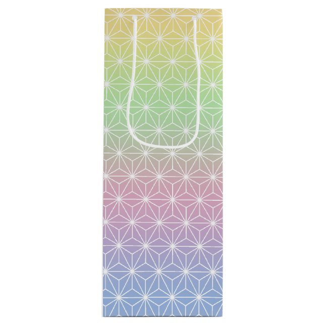 Rainbow Asanoha Geometric Pattern Geschenktüte Für Weinflaschen (Vorderseite)