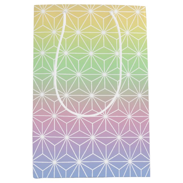 Rainbow Asanoha Geometric Pattern Mittlere Geschenktüte (Vorderseite)