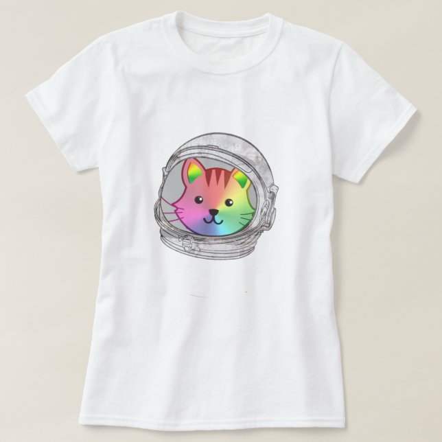 Rainbow Astro Cat Shirt - Starry Night Space T-Shi (Design vorne)