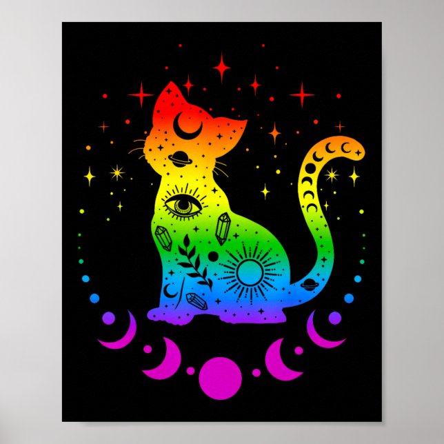 Rainbow Astrologie Kat Lgbt Gay Pride Flag Poster (Vorne)