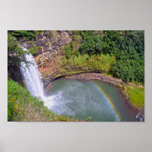Rainbow at Wailua Falls, Kauai, Hawaii Poster (Vorne)
